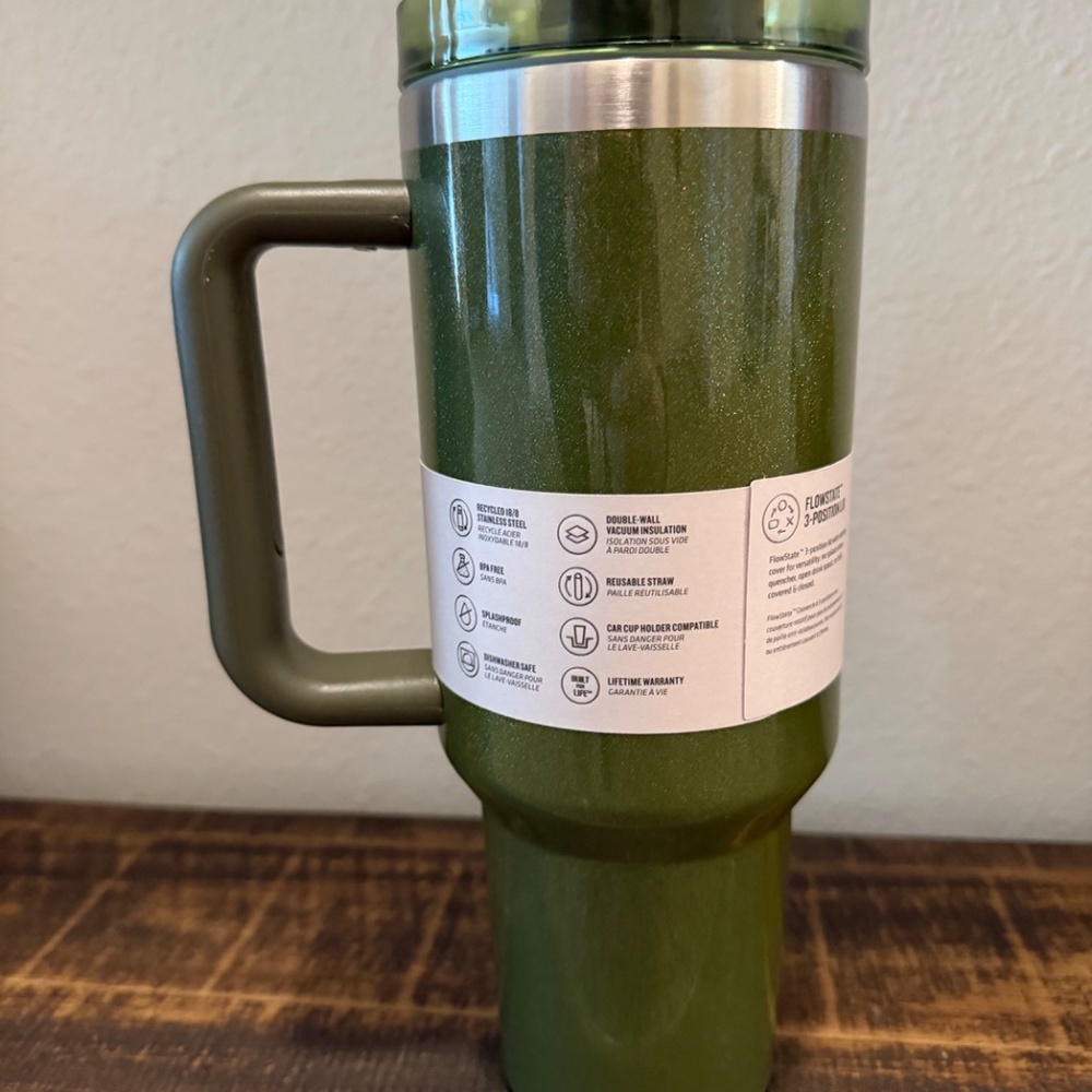 Stanley X Starbucks Olive Green Pearl 40oz Tumbler Glitter Fall Release 2024 Box - Picture 6 of 7